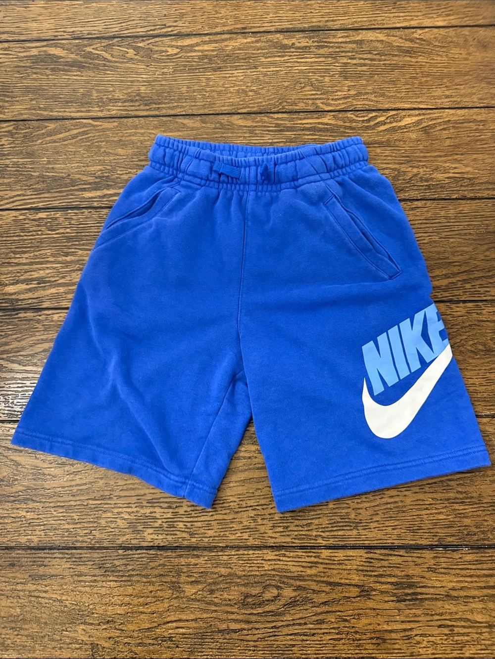 Nike Royal Blue Fleece Shorts with White Logo
